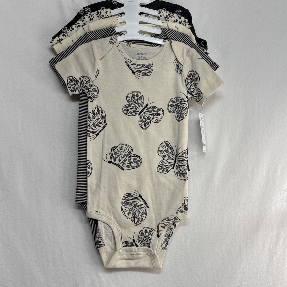 Carter's 5 Pack Short Sleeve Bodysuits Snap Closure 24 months 5 Colors w/Hanger